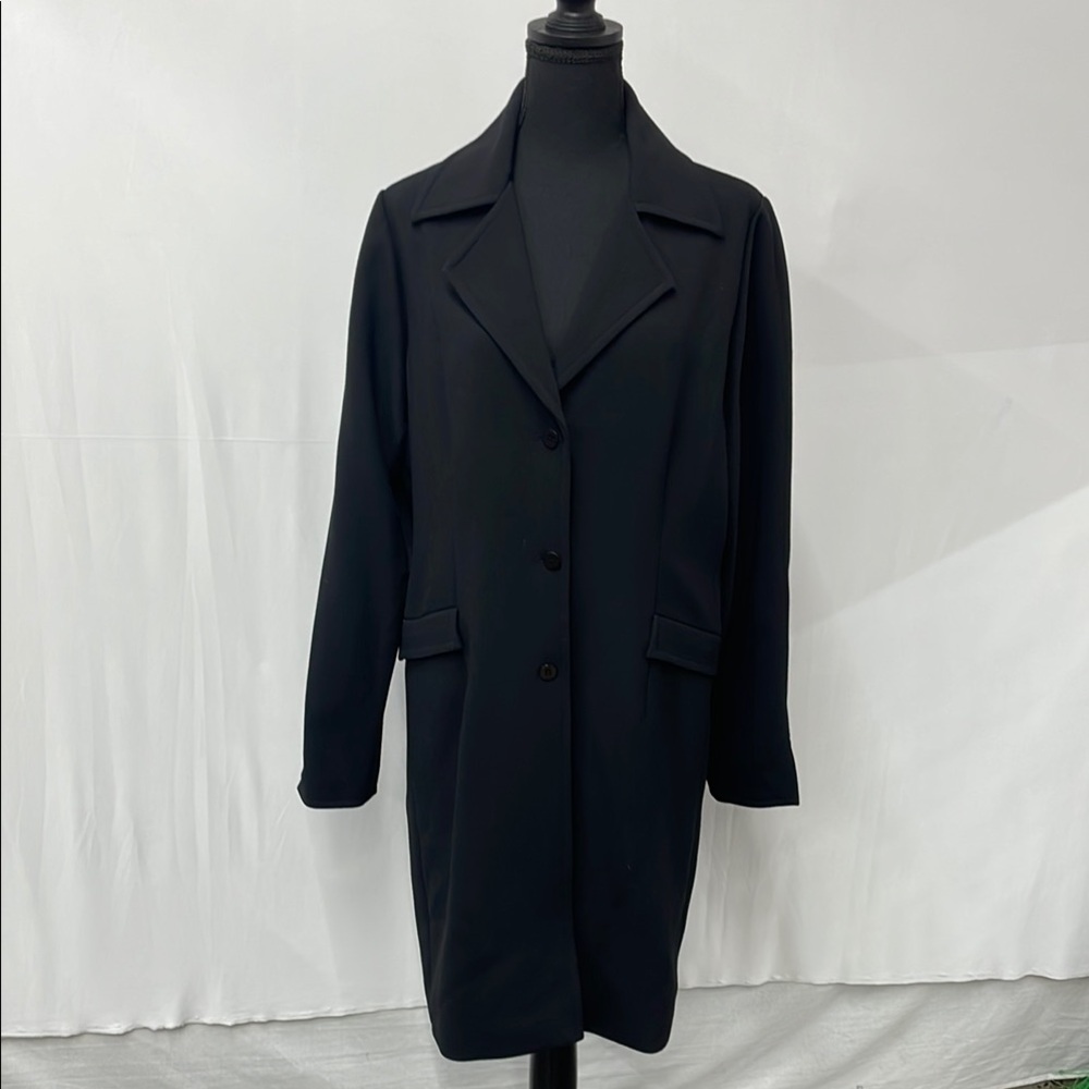 ISDA & CO Chic Black Button-Up Jacket, Wool blend, size Large